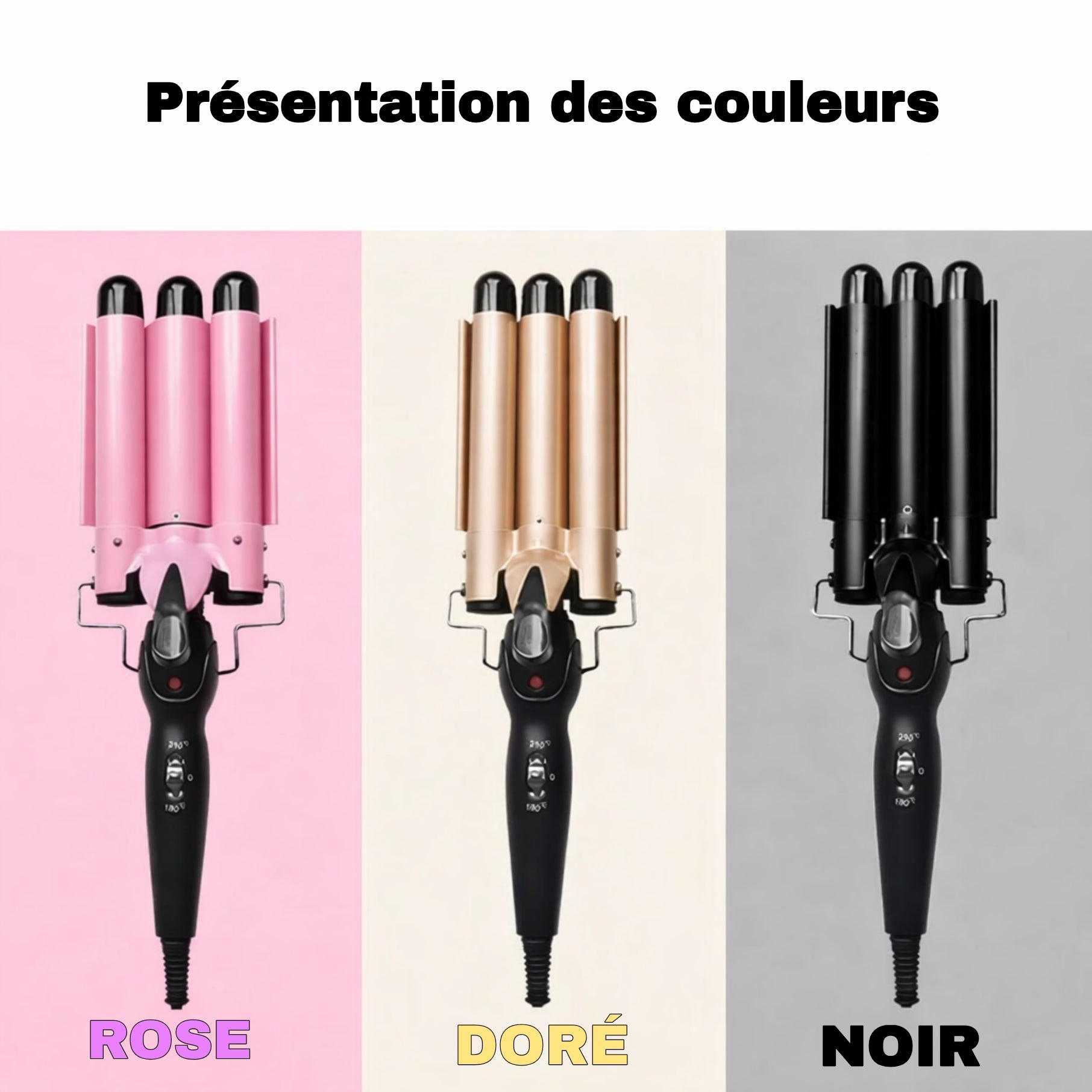 Boucleur triple professionnel pour boucles wavy longue tenue