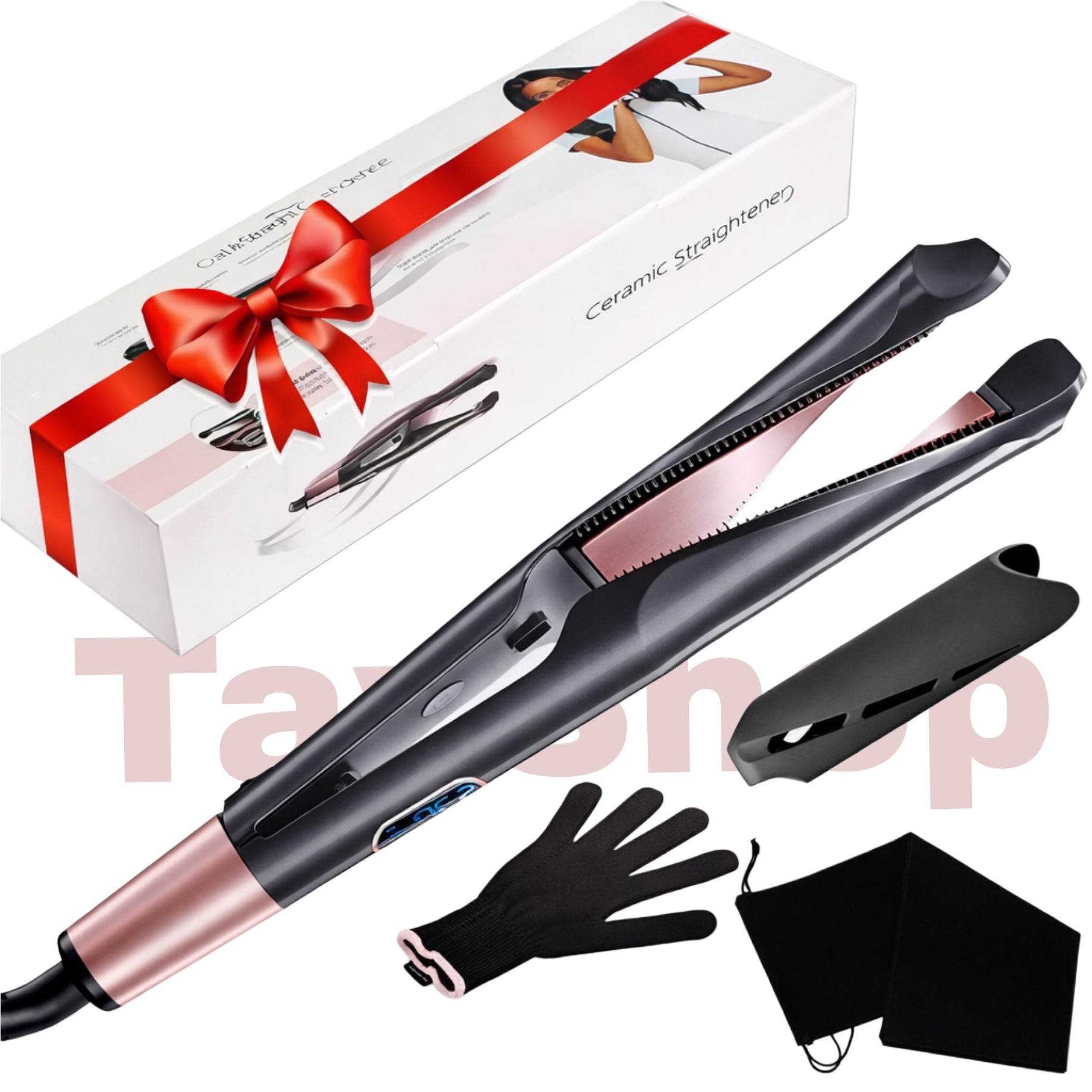 Lisseur boucleur 2 en 1 professionnel pour cheveux lisses et bouclés